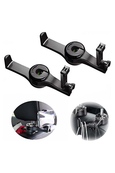 Arabest خطافات سيارة 2 في 1، مع حامل هاتف في مسند الرأس، قابلة للدوران 360 در...