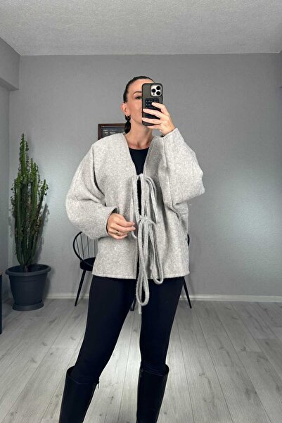 lady special Κασμιρένιο μπουφάν με λεπτομέρεια δεσίματος στο μπροστινό μέρος