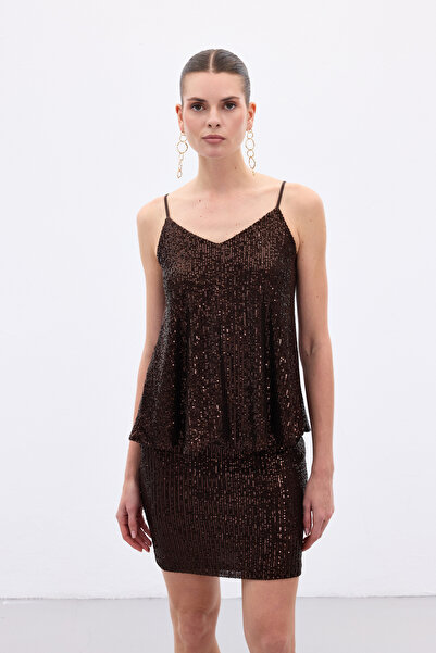 Sateen Блуза с детайли и без презрамки Payet - Кафе