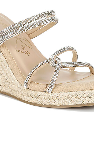 london Rag Women Rhinestones Embellished Espadrilles in Blush