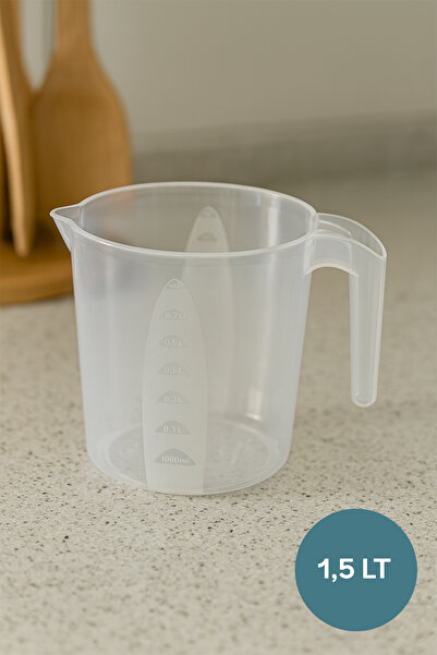 Entude 1,5 Lt Geçmeli Ölçülü Şeffaf Maşrapa - Ölçülü Su Kabı, Banyo, Mutfak v...