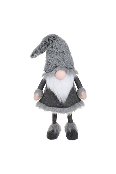 Tessari Decorative Christmas Gnome Figurine with Gray Hat & Moving Body, 70 cm
