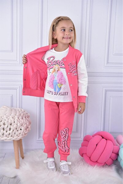 LİLLYPİCCA Girl's College Cardigan with Pockets - Long Sleeve Sweatshirt - Double Pocket Sweatpants 3-Piece Set
