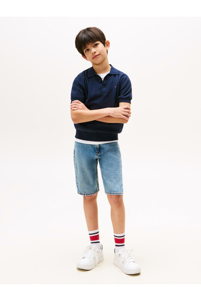 Tommy Hilfiger Boys Navy Blue Cotton Polo T-Shirt Sweater