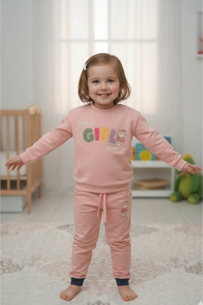 diamondstar طقم بيجامة بناتي مصنوع من القطن بنسبة 100%