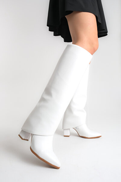 Shoesers Жіночі черевики-боти з особливим дизайном, що знімаються, на товстому каблуці, з гострим носком, на блискавці