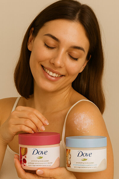 Dove Exfoliating Body Polish Scrub, Pomegranate & Shea Butter with Rice Milk Combo pack