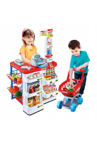 Matadi Supermarket with cash register and shopping cart Home supermarket with 24 accessories