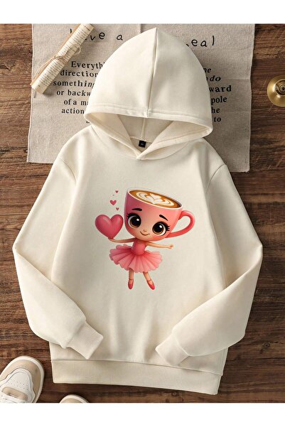 ZEMLİYA سويت شيرت مبطن بالصوف بغطاء رأس – جرافيك مطبوع ، كم طويل، هودي