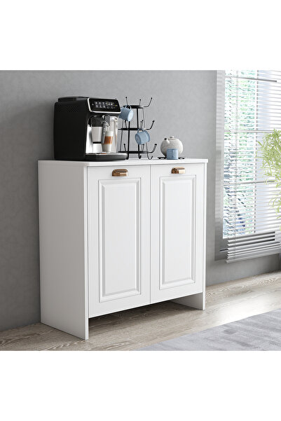 Serçedesign Boyalı Kapaklı Çok Amaçlı Dolap MDF - Beyaz | 2 Kapaklı, Raflı, Ş...