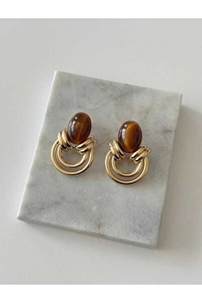 8atelier أقراط ذهبية عتيقة باللون البني