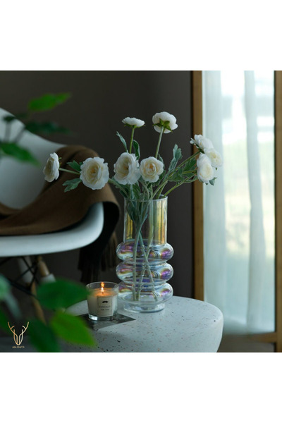 Ada Crafts ORBINA ŞEFFAF BOĞUMLU CAM VAZO - 26 cm