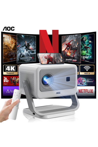 Aoc 1080P Portable Projector 12000 Lumen 4K 5G WIFI6 | 300" Display | Multi-System Compatibility