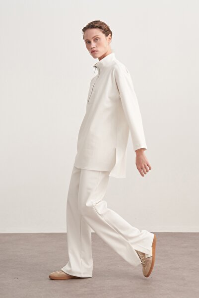 EBU Prive Жіночий інтерлок з високим коміром, світло-бежевий