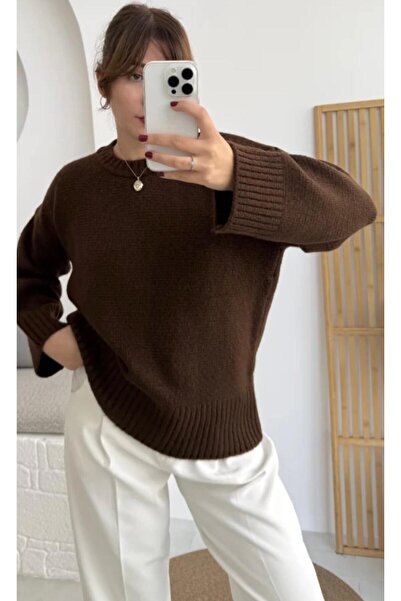 hedef giyim Oversized Crew Neck Plain Knit Sweater