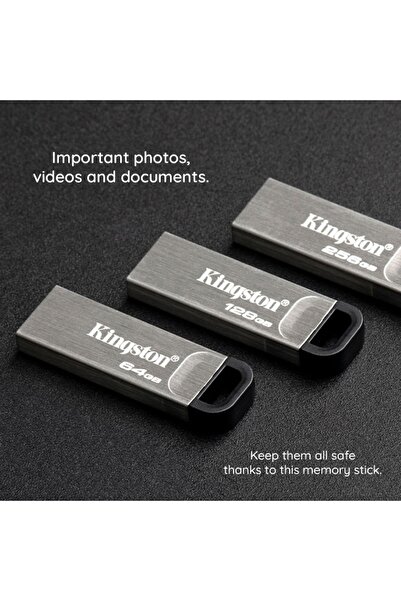 Kingston USB Stick 128GB – USB 3.2, High Speed, Metal Case Without Cap, DT Kyson, Black
