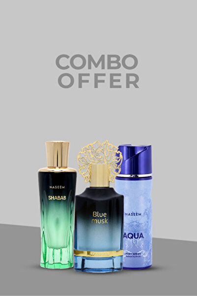 Naseem Special Combo(Shabab EDP- 80ml, Blue Musk EDP-55ml, Aqua Body Spray - 200ml ) for Men&Women