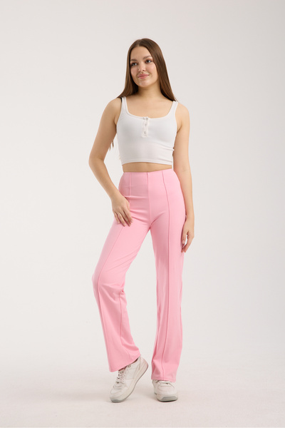 MRS.MODA Women's Seamless Wide Leg Stripe Detailed Trousers