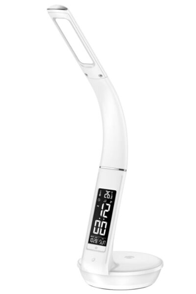 verk group Lampa birou LED Verk Group, cu ceas, incarcator wireless Qi si USB