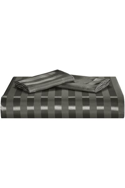 Luofanfei Satin Bedding Set - Duvet Cover 135x200 + Pillowcase 80x80, Grey Striped