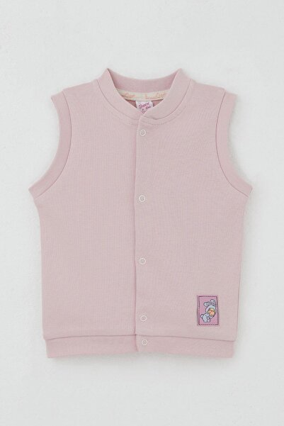 Breeze Baby Girl Vest with Snap Fasteners, Cute Bunny Emblem, 4 Months-1 Year Old, Pink