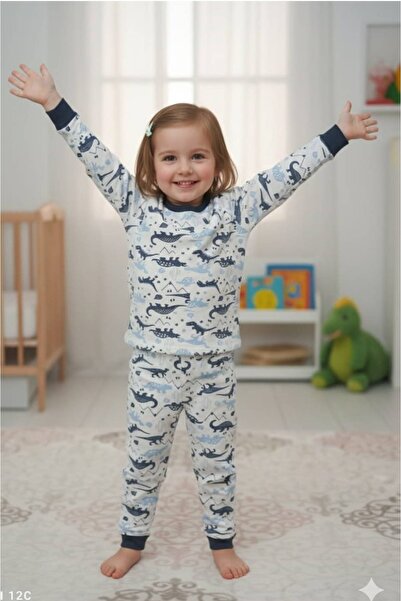 diamondstar Set de pijamale din bumbac 100% piese cu model de dinozaur pentru băiat, 1/8 ani