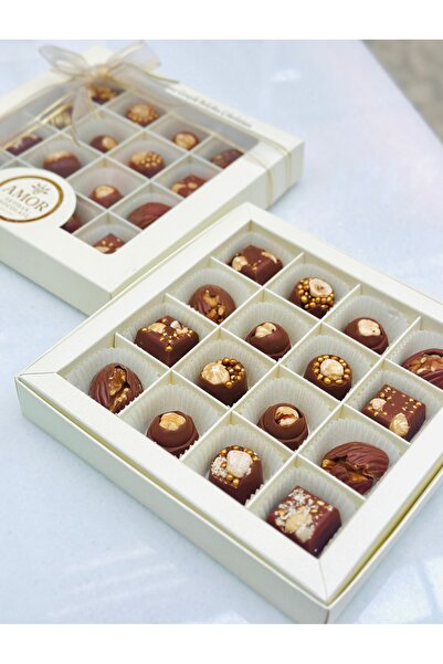 amorartısanchocolate Hediyelik 16’lı Premium Sütlü Spesiyal Çikolata Kutusu –...