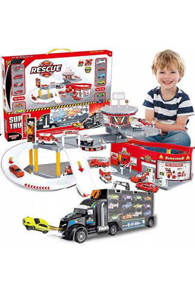 Matadi Set camion cu statie de pompieri Super Rescue, include rampa lansare s...