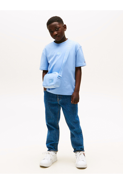 Tommy Hilfiger Boys Blue Tonal Flag Embroidery T-Shirt