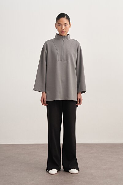 EBU Prive Γυναικείο Interlock D ψηλός λαιμός Sweat Smoked