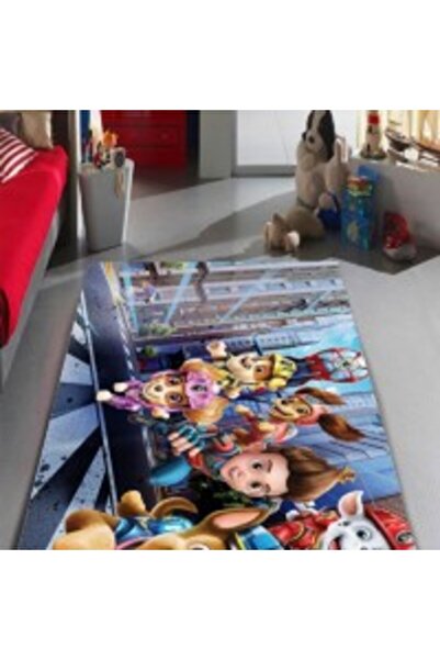 PAW PATROL Children's Room Carpet, Non-slip, Blue/Grey/Red, - CAM-032
