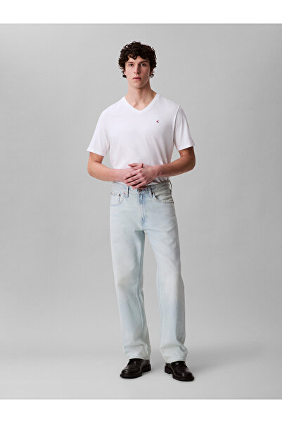 Calvin Klein Men White Smooth Cotton Solid V Neck T-Shirt