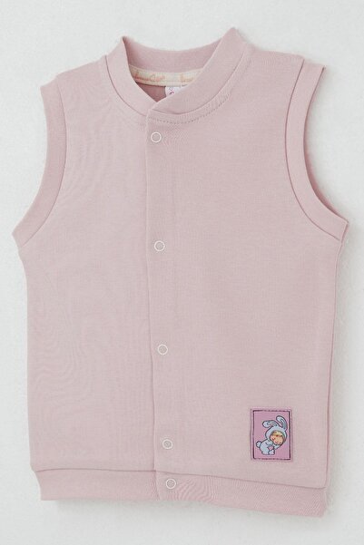 Breeze Baby Girl Vest with Snap Fasteners, Cute Bunny Emblem, 4 Months-1 Year Old, Pink