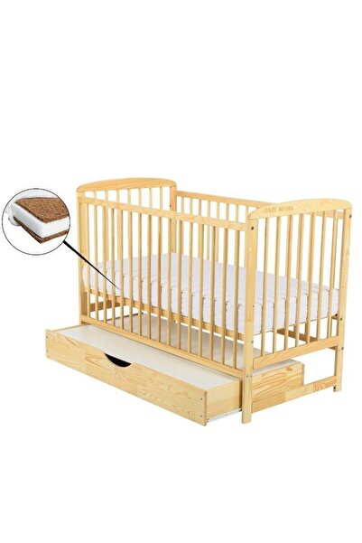 Babyneeds Ola Wooden Baby Crib 120x60 cm with Drawer + 12 cm Mattress ()