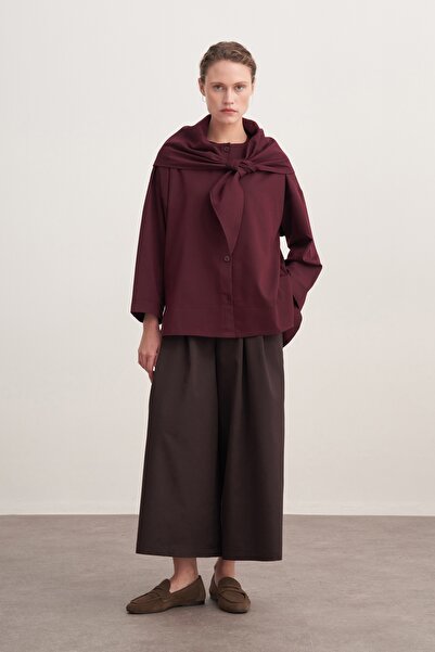 EBU Prive Women's Gabardine Jacket Shirt Plum