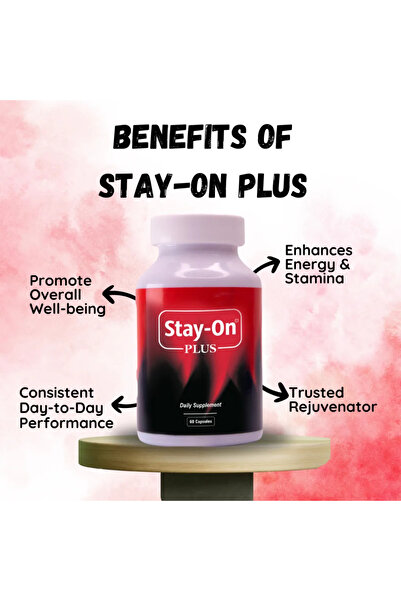 Stay-On Plus Natural Vitality and Stamina Daily Supplement, 30 Herbal Capsules for Men & Women