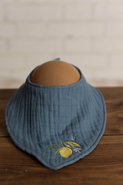 Olivo Mini Newborn Baby Embroidered Scarf/Bib 4 Layers of Muslin