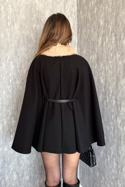 ModaPlaza Women's Collar Fur Poncho 9165