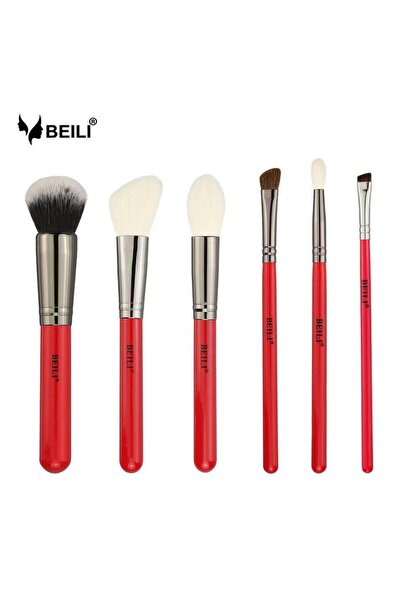BEILI Red - Set of 6 Makeup Brushes