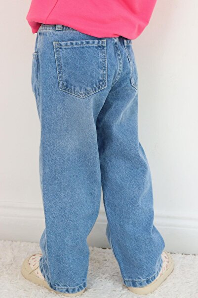 Breeze Girl's Jean Pants with Daisy Embroidery and Buttons, Ages 1.5-5, Light Blue