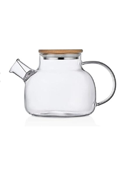 Yıldızan Tree_ Durable Borosilicate Glass Teapot with Vacuum Bamboo Lid and S...