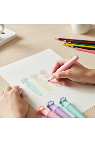 HIGHLIGHTERS مجموعة أقلام تحديد ملونة بنمط مخلب اللطاف، طقم من 6 قطع