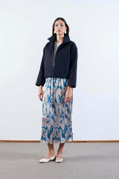 Spazio Prosperino Dik Yaka Önden Fermuarlı Mont LACİVERT