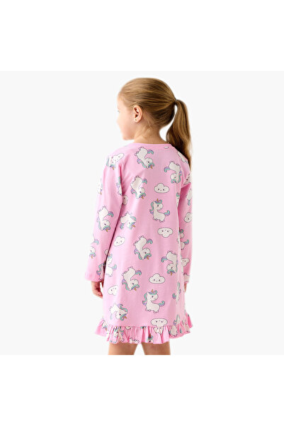 Juniors All-Over Print Night Dress with Ruffle Detail - Set of 2