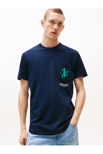 Tommy Hilfiger Tommy Jeans Men Navy Back Logo Patch Pocket T-Shirt