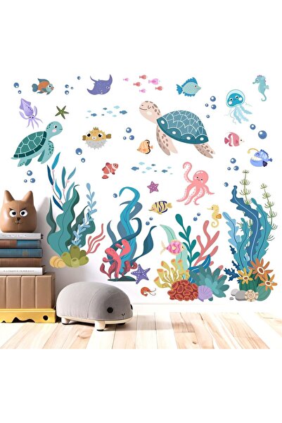 Amimagen Sea Turtle Wall Decals for Kids - Peel and Stick Vinyl Nursery Wall ...