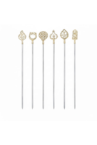 dinckitchen Pirinç Saplı Motifli Şiş 5 Adet