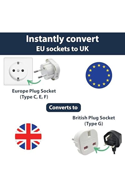 Yıldızan lvn İngiltere’den AB’ye Seyahat Adaptörü – UK G Tip 3 Pin’den Avrupa...