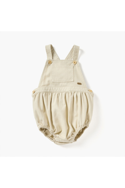 giggles Solid Sleeveless Dungaree with Pocket and Button Closure