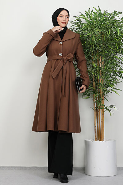 Lamia Giyim Pilise Detay Kaban Sütlükahve